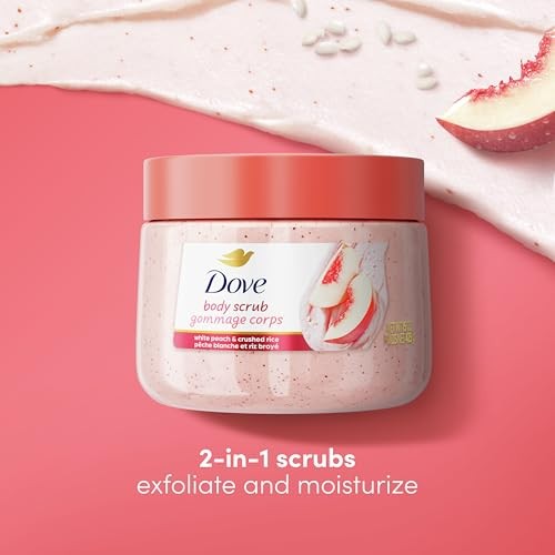 Dove Body Scrub for Visibly Silky-Smooth, Nourished Skin, White Peach & Crushed Rice with ¼ Moisturizing Cream 425g