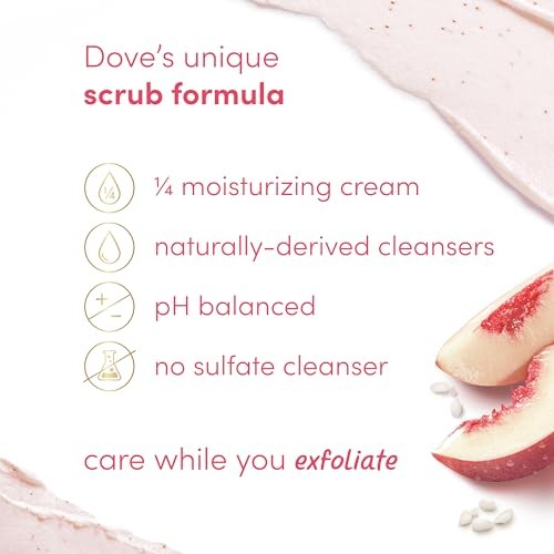 Dove Body Scrub for Visibly Silky-Smooth, Nourished Skin, White Peach & Crushed Rice with ¼ Moisturizing Cream 425g