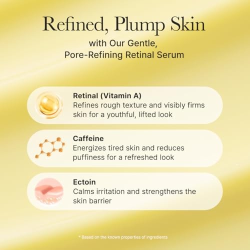 Arencia Retinal Serum, Advanced Night Serum with Retinal, Caffeine and Ectoin, Pore Refining and Firming Formula, 1.01 Fl Oz