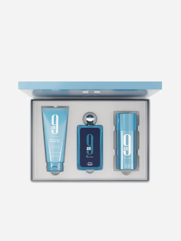 Afnan 9 AM Dive Eau de Parfum Unisex 3 Piece Gift Set - Official Product Image | Abdulghani Trading