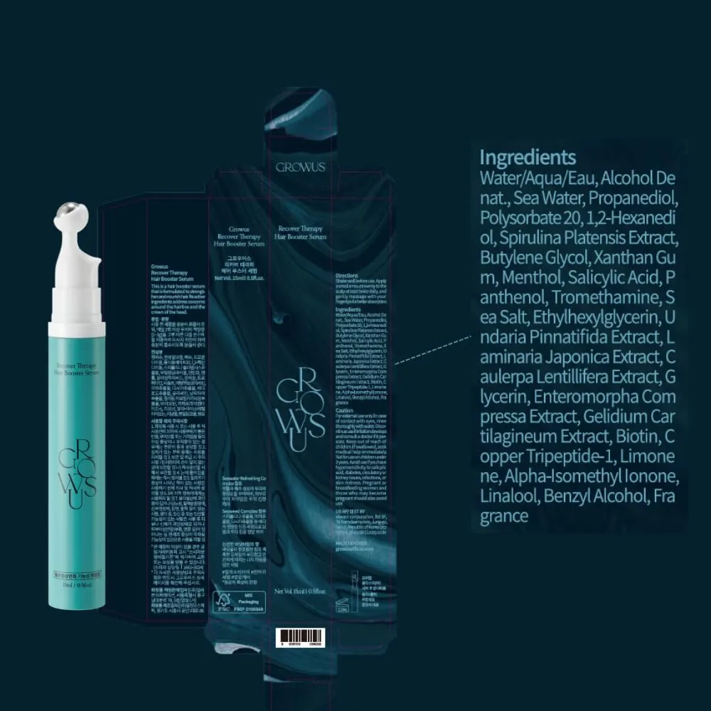 GROWUS Recover Therapy Hair Booster Serum 15ml Unisex - Official Product Image | Abdulghani Trading