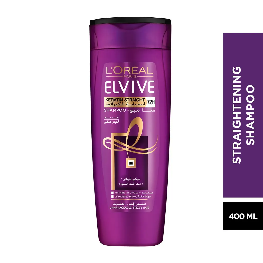 L’Oréal Elvive Keratin Straight Shampoo 400ml – Unisex - Product View 2 | Abdulghani Trading