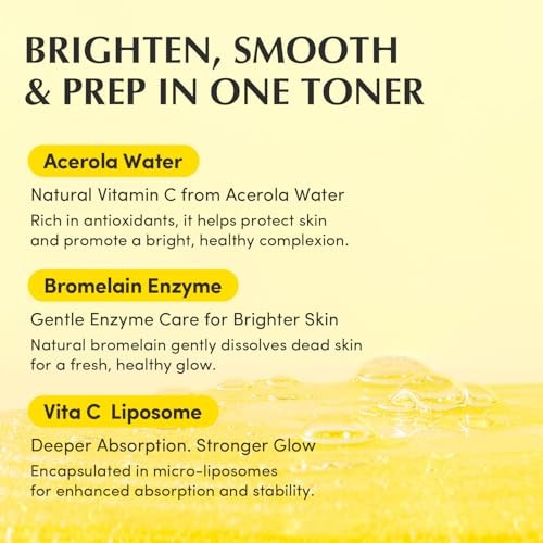 EQQUALBERRY Vitamin Illuminating Toner - Brightening Vitamin C & Niacinamide 3% | Gentle Daily Exfoliating | Skin-Prep Hydration for Glowy Skin(5.07 F
