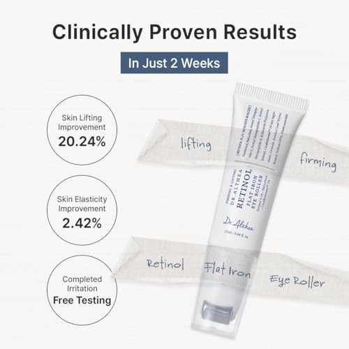 Dr.Althea Retinol Flat Iron Eye Roller | Face Lift Serum with Gua Sha Roller | Antiaging Care with Madecassoside & Centella & Hyaluronic Acid | Vegan 