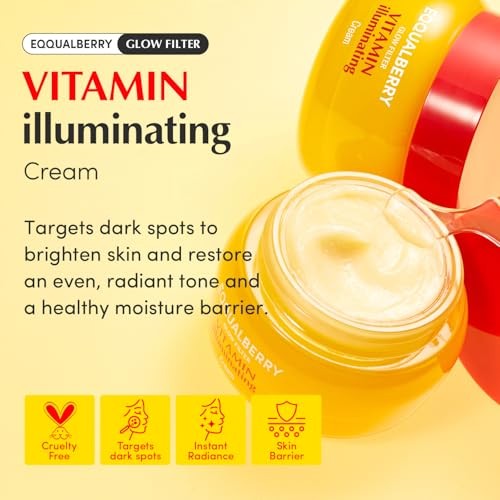 EQQUALBERRY Vitamin Illuminating Cream – Vitamin C & 5% Niacinamide + 3% TXA | Dark Spots Cream | Ceramide Barrier Strength | Glowy, Lightweight Hyd