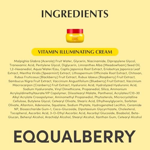 EQQUALBERRY Vitamin Illuminating Cream – Vitamin C & 5% Niacinamide + 3% TXA | Dark Spots Cream | Ceramide Barrier Strength | Glowy, Lightweight Hyd