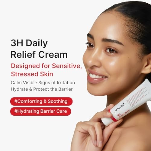 Medicube 3H Daily Relief Cream | Daily Soothing Moisturizer for All Skin Types | Lightweight Comforting Cream Ideal for Use After Spot Care | Guaiazul