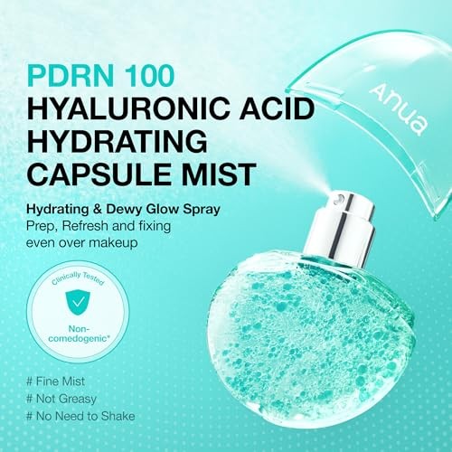 ANUA PDRN Collagen Glow Facial Serum Spray, Hydrating Face Mist, Hyaluronic Acid, Dewy Glass Finish, All Skin Types, Instant Plumping Hydration, Firmi