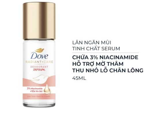 Dove Radiant + Care : Deodorant Serum Rollon with 3% Niacinamide + 10x Vitamin C&E for Even Tones + Dark Mark Reducer