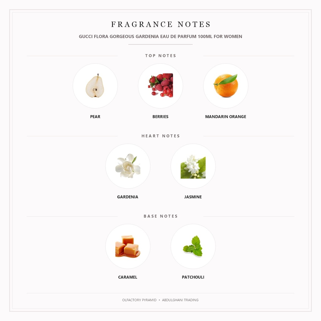 Gucci Flora Gorgeous Gardenia Eau de Parfum 100ml for Women - Fragrance Notes Pyramid | Abdulghani Trading