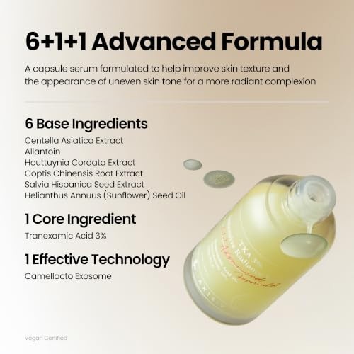 AXIS-Y TXA 3% Intensive Radiance Serum, Niacinamide 10%, 1.01 Fl. Oz. | Three-layer Korean Serum with Zinc PCA, Peptides and Capsules for Hydration, T