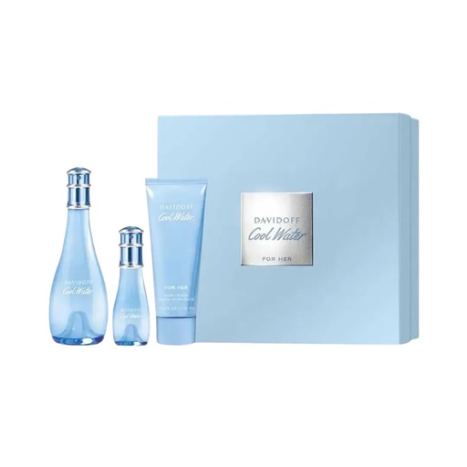 Davidoff Cool Water Woman Eau de Toilette Gift Set for Women (100ml EDT + 75ml Shower Gel + 75ml Body Lotion)